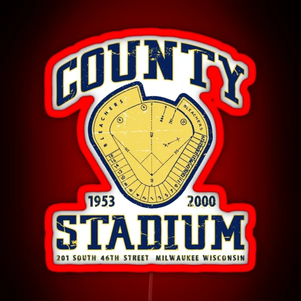 Milwaukee County Stadium RGB Neon Sign
