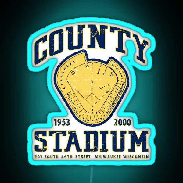 Milwaukee County Stadium RGB Neon Sign