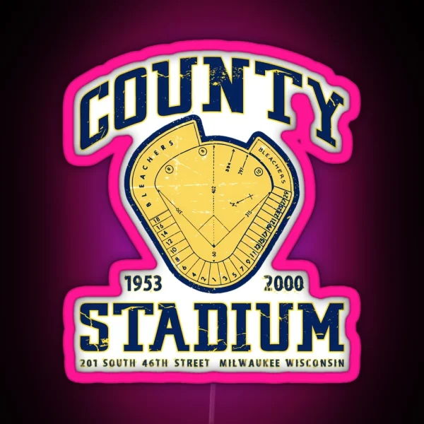 Milwaukee County Stadium RGB Neon Sign