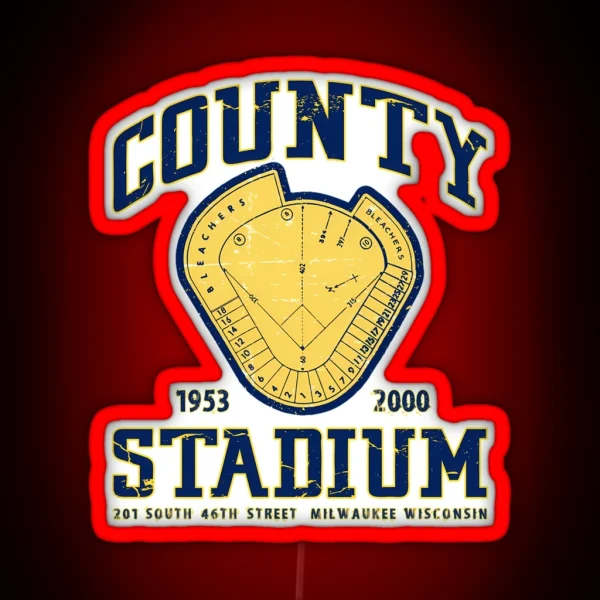 Milwaukee County Stadium RGB Neon Sign
