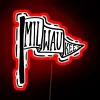 Vibrant Milwaukee city flag illuminated with colorful RGB neon light art.