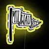 Milwaukee flag illuminated with vibrant RGB neon lighting display