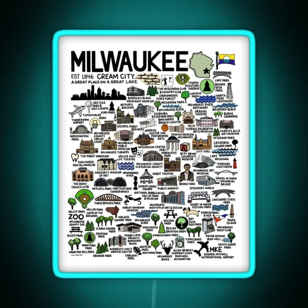 Milwaukee Map RGB Neon Sign