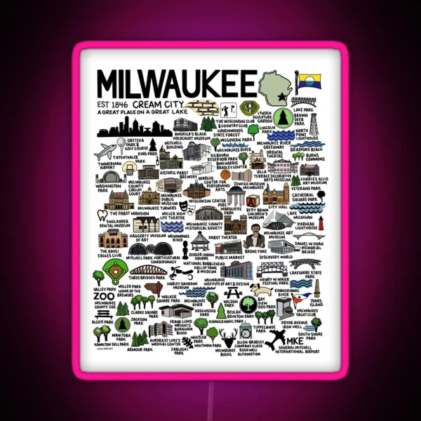 Milwaukee Map RGB Neon Sign