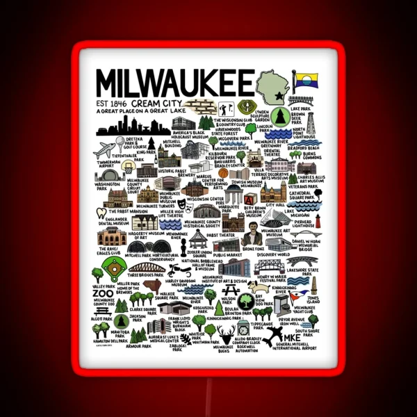 Milwaukee Map RGB Neon Sign