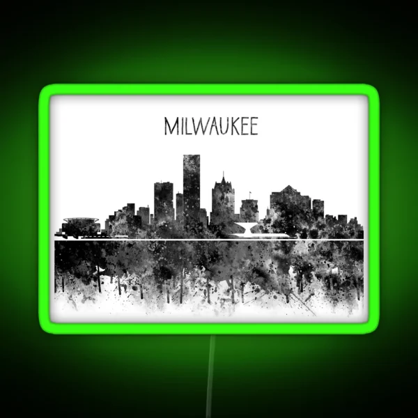Milwaukee Milwaukee Skyline Milwaukee Wisconsin RGB Neon Sign