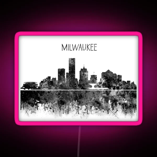 Milwaukee Milwaukee Skyline Milwaukee Wisconsin RGB Neon Sign