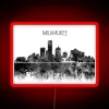 Vintage Watercolor Print of Milwaukee Skyline in Neon RGB Lighting