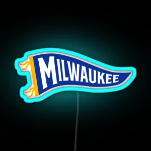 Milwaukee Pennant White RGB Neon Sign