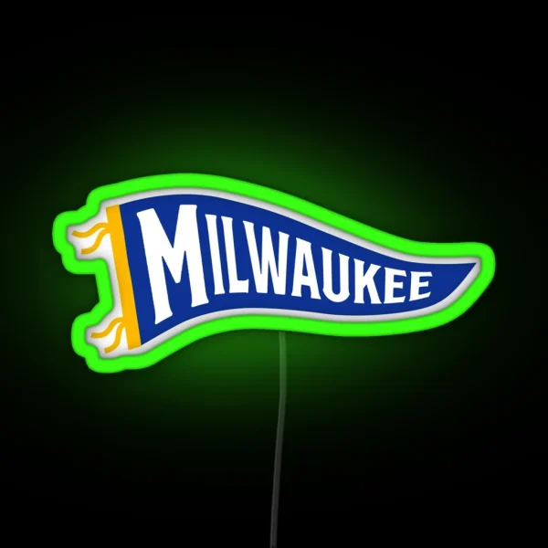 Milwaukee Pennant White RGB Neon Sign