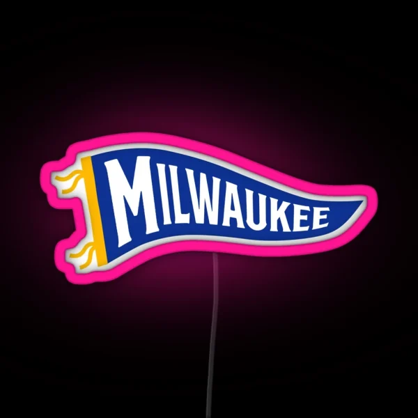 Milwaukee Pennant White RGB Neon Sign