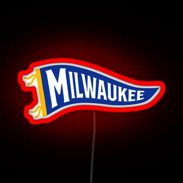 Milwaukee Pennant White RGB Neon Sign