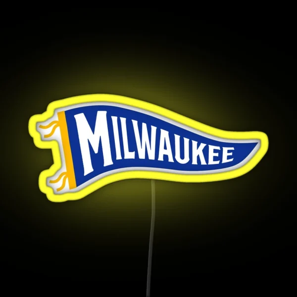 Milwaukee Pennant White RGB Neon Sign