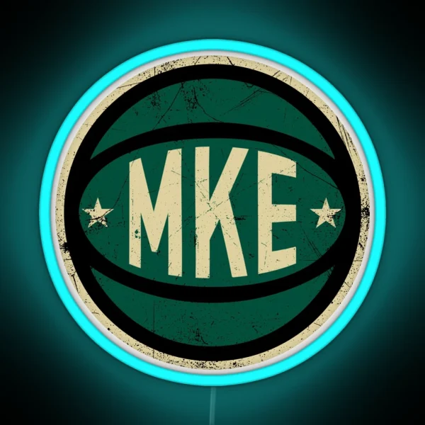 Milwaukee Retro Ball Black RGB Neon Sign