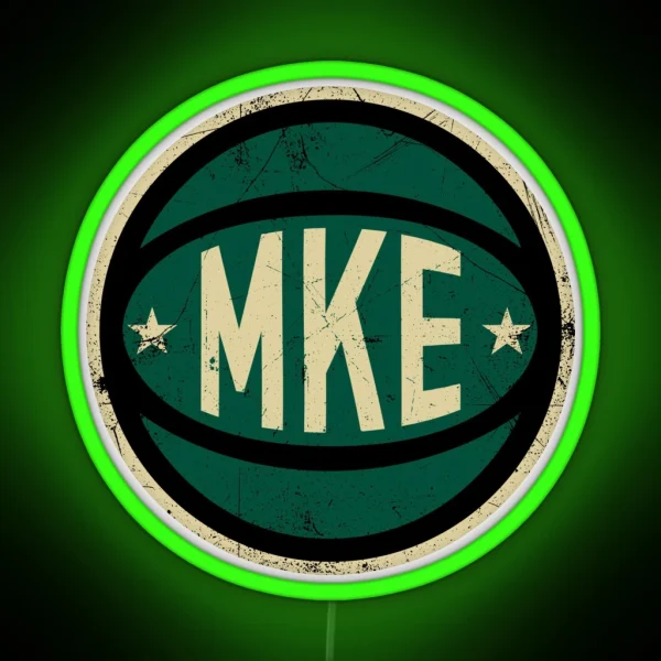 Milwaukee Retro Ball Black RGB Neon Sign