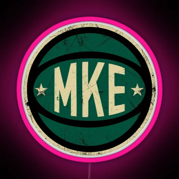 Milwaukee Retro Ball Black RGB Neon Sign