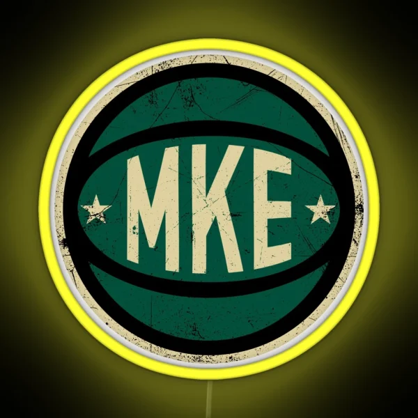 Milwaukee Retro Ball Black RGB Neon Sign