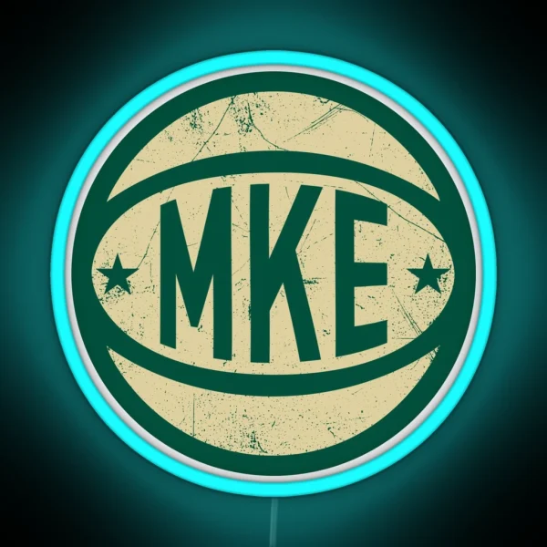 Milwaukee Retro Ball Green RGB Neon Sign