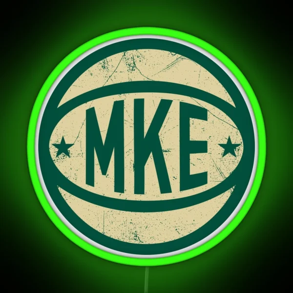 Milwaukee Retro Ball Green RGB Neon Sign