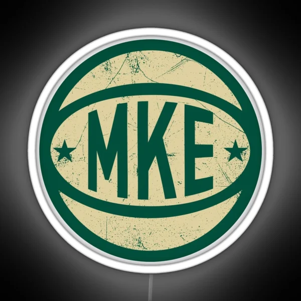 Milwaukee Retro Ball Green RGB Neon Sign