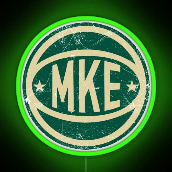 Milwaukee Retro Ball White RGB Neon Sign
