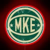 Vintage inspired Milwaukee retro style white and RGB color glowing sign