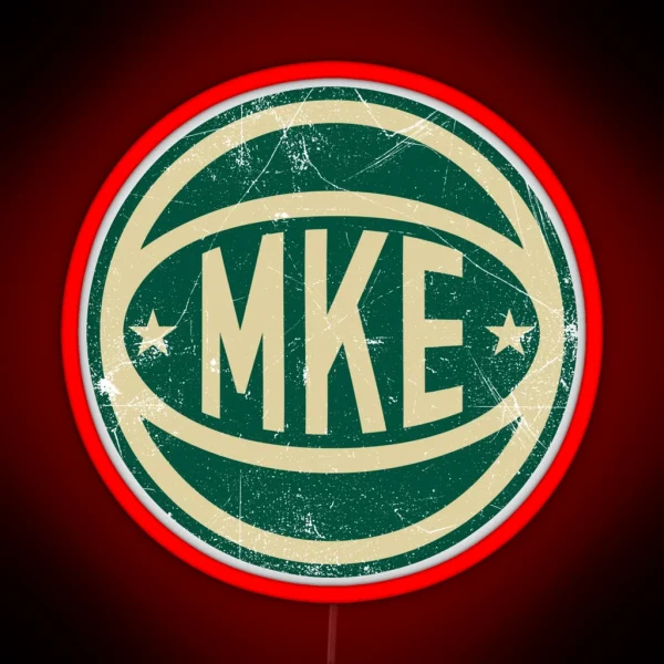Milwaukee Retro Ball White RGB Neon Sign