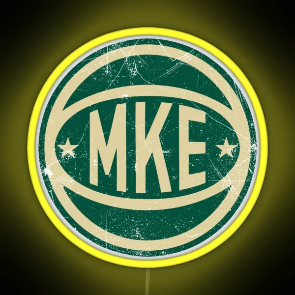 Milwaukee Retro Ball White RGB Neon Sign