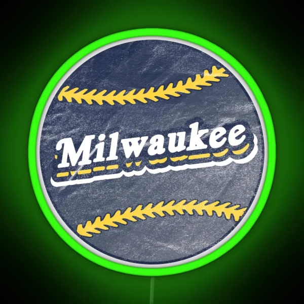 Milwaukee Retro Baseball RGB Neon Sign