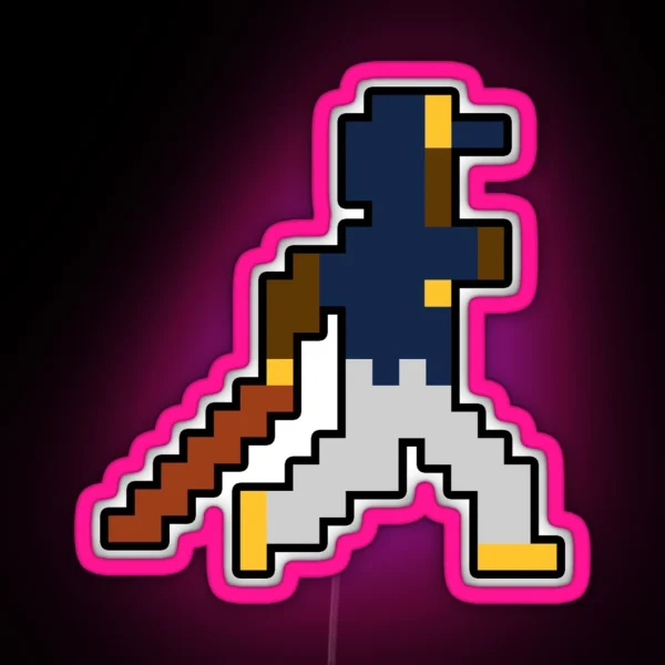 Milwaukee Retro Pixel Baseball Player RGB Neon Sign