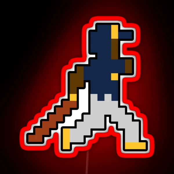 Milwaukee Retro Pixel Baseball Player RGB Neon Sign