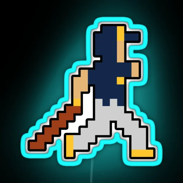 Milwaukee Retro Pixel Baseball Player RGB Neon Sign