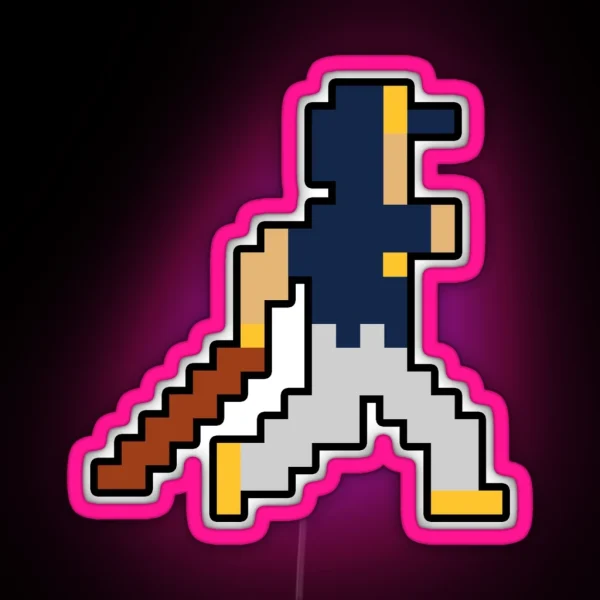 Milwaukee Retro Pixel Baseball Player RGB Neon Sign