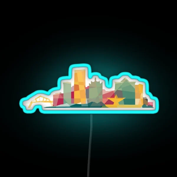 Milwaukee Skyline With MKE Geometric Shapes RGB Neon Sign