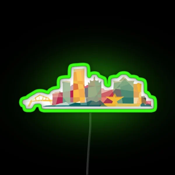 Milwaukee Skyline With MKE Geometric Shapes RGB Neon Sign