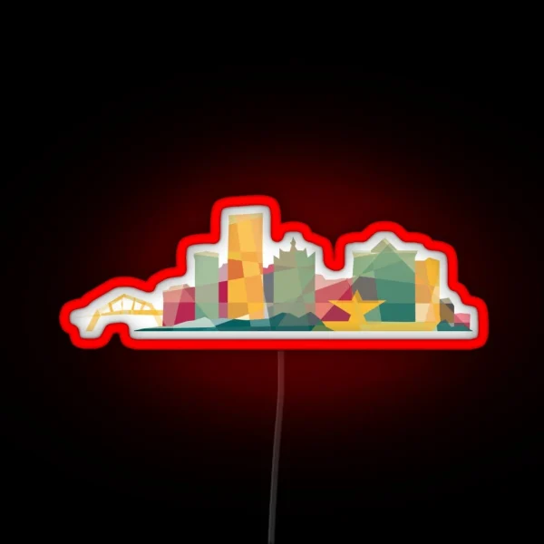 Milwaukee Skyline With MKE Geometric Shapes RGB Neon Sign