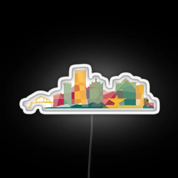 Milwaukee Skyline With MKE Geometric Shapes RGB Neon Sign