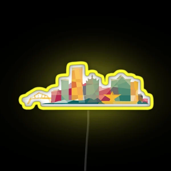 Milwaukee Skyline With MKE Geometric Shapes RGB Neon Sign