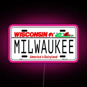 Milwaukee WI License Plate RGB Neon Sign