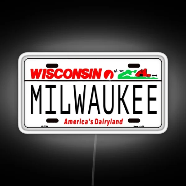 Milwaukee WI License Plate RGB Neon Sign