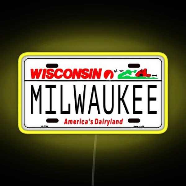 Milwaukee WI License Plate RGB Neon Sign