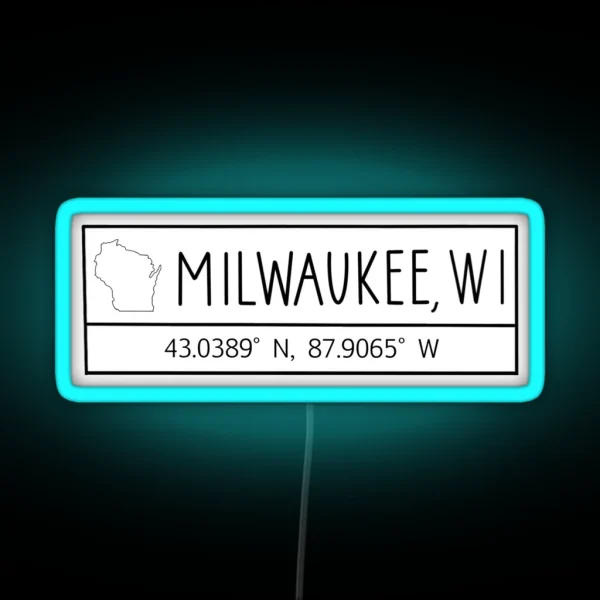 Milwaukee Wisconsin Coordinates RGB Neon Sign