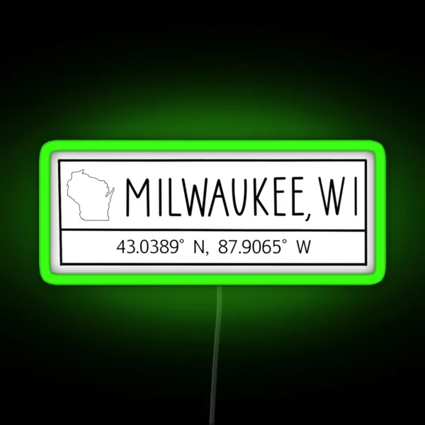 Milwaukee Wisconsin Coordinates RGB Neon Sign