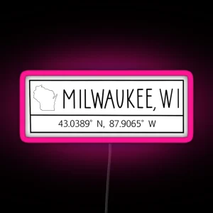 Milwaukee Wisconsin Coordinates RGB Neon Sign