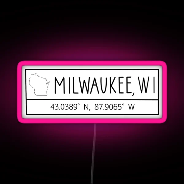 Milwaukee Wisconsin Coordinates RGB Neon Sign