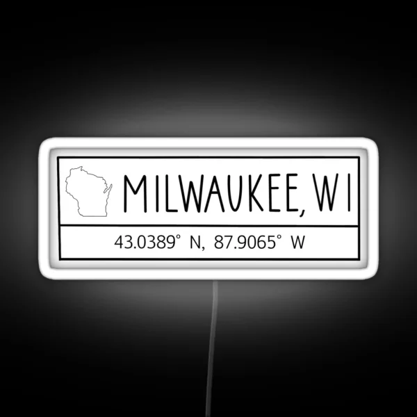 Milwaukee Wisconsin Coordinates RGB Neon Sign