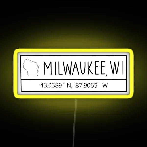 Milwaukee Wisconsin Coordinates RGB Neon Sign