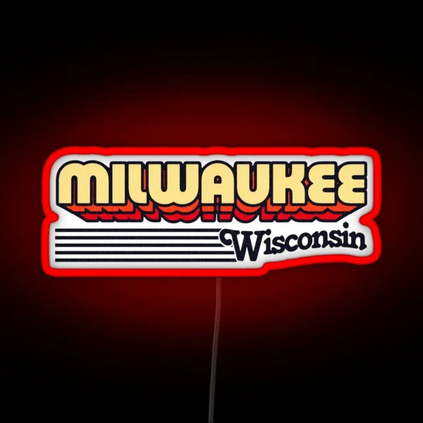 Milwaukee Wisconsin Retro Stripes RGB Neon Sign