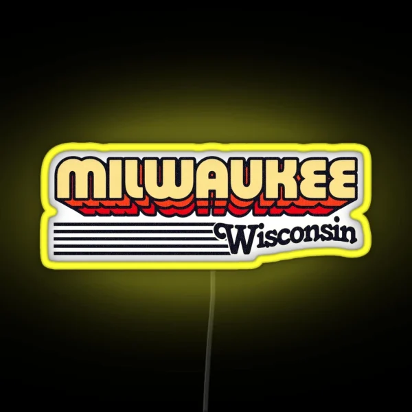 Milwaukee Wisconsin Retro Stripes RGB Neon Sign