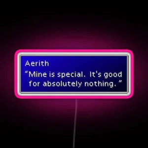 Mine Is Special Aerith Gainsborough Dialogue Box RGB Neon Sign